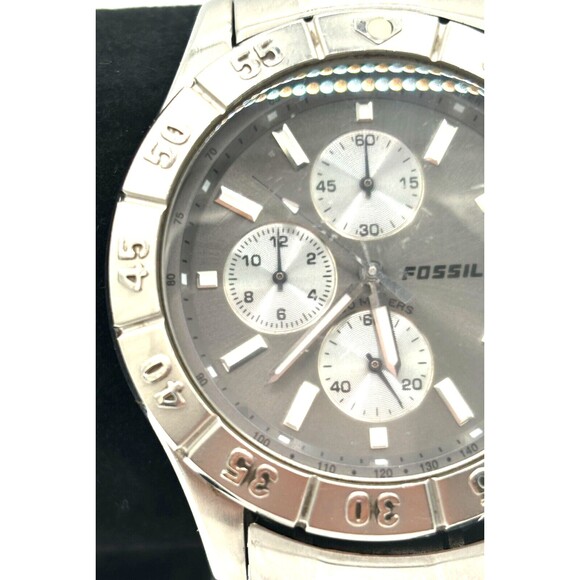 Fossil Watch Blue CH-2331 Men's 42mm Gray Dial Chronograph Diver Watch Wide Link - Picture 4 of 16